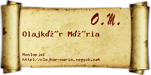 Olajkár Mária névjegykártya